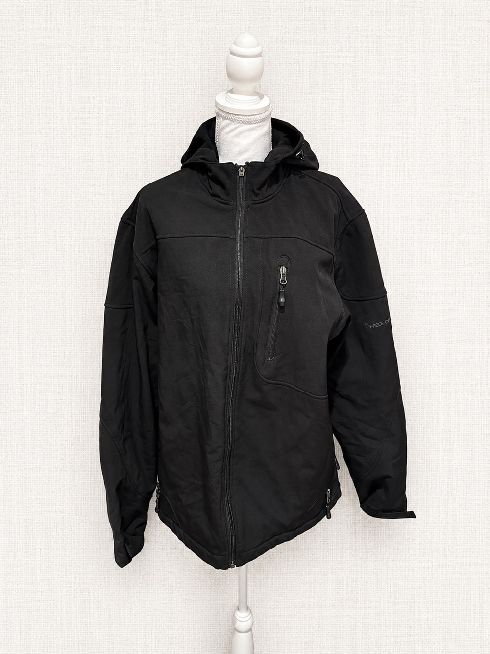 Men's Black Hooded Softshell Jacket
